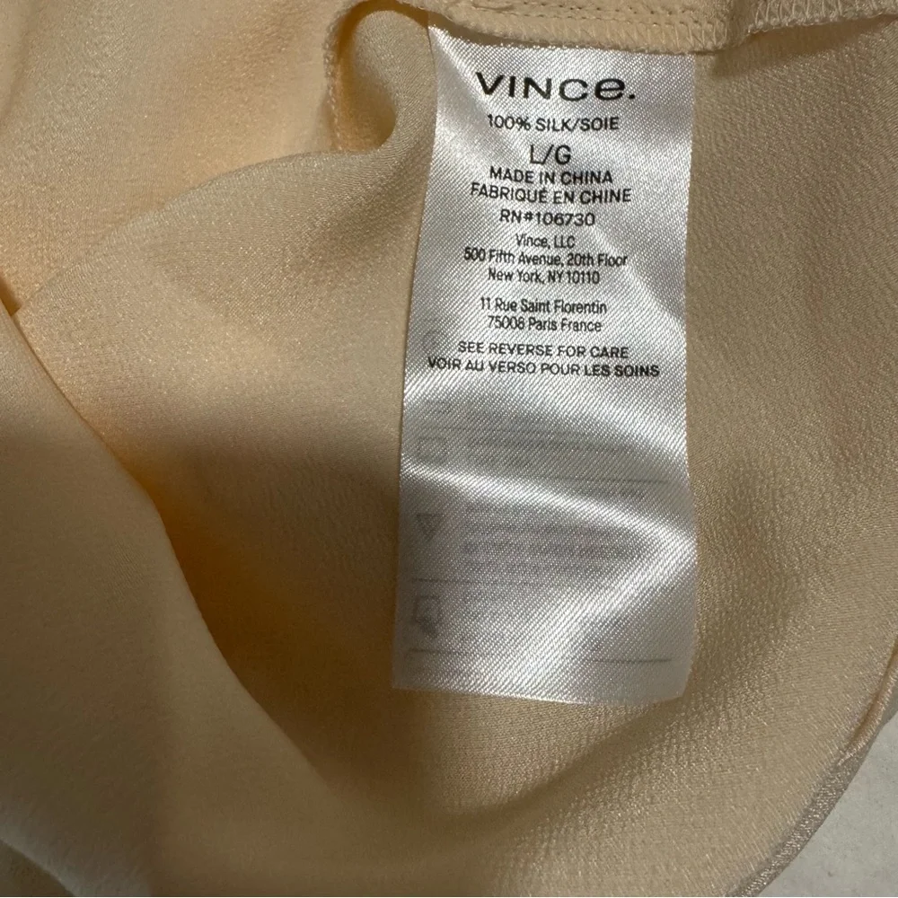 NWT Vince Elegant Silk Cream Women's Top Size L - Picture 9 of 10